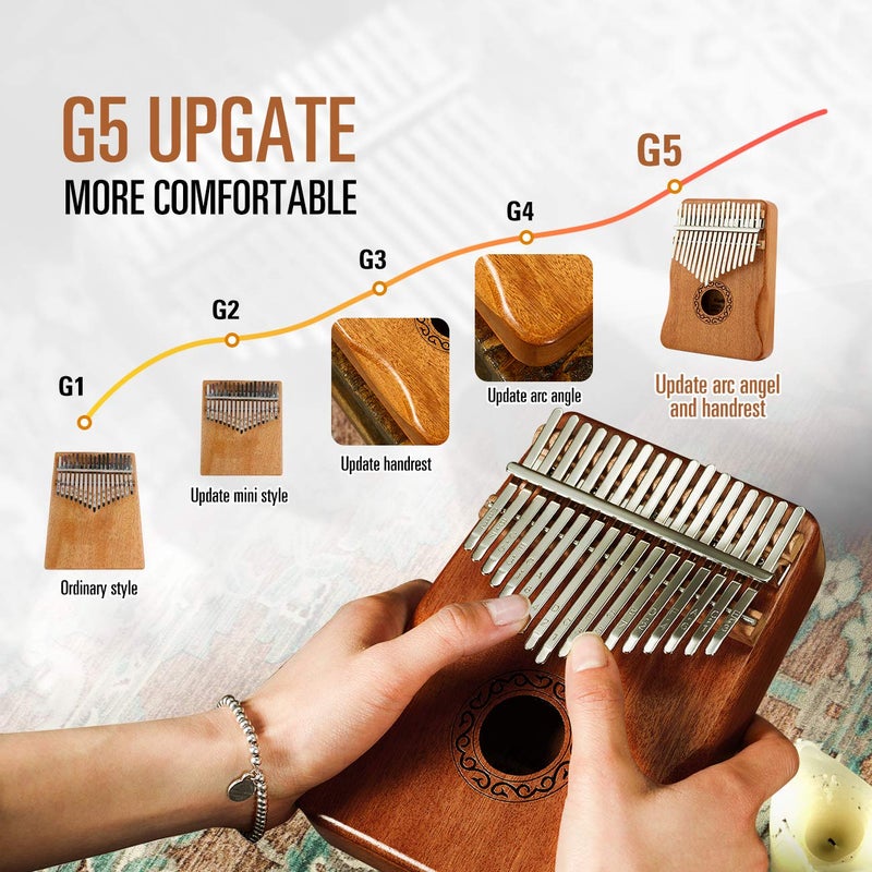 MIFOGE Kalimba Thumb Piano 17 Keys with Mahogany Wood,Mbira,Finger Piano Builts-in Waterproof Protective Box, Easy to Learn Portable Musical Instrument,Gift for Beginners (Mahogany) - Image 3